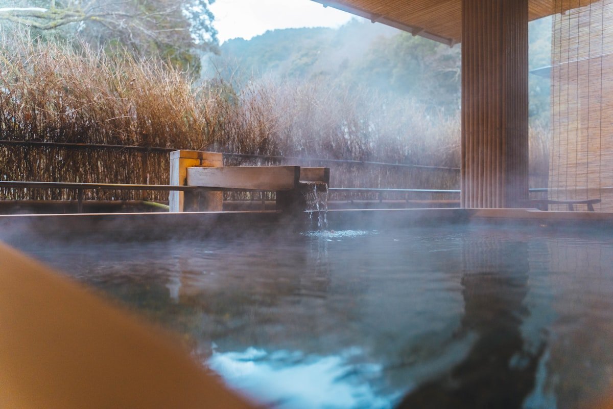 A hinoki wood bathtub